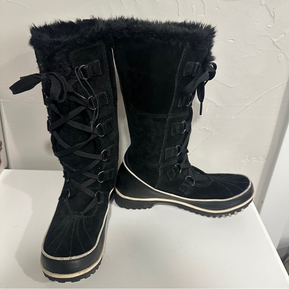 SOREL Tivoli Women's Black Suede Faux Fur Winter Boot NL2093-010 Sz 7